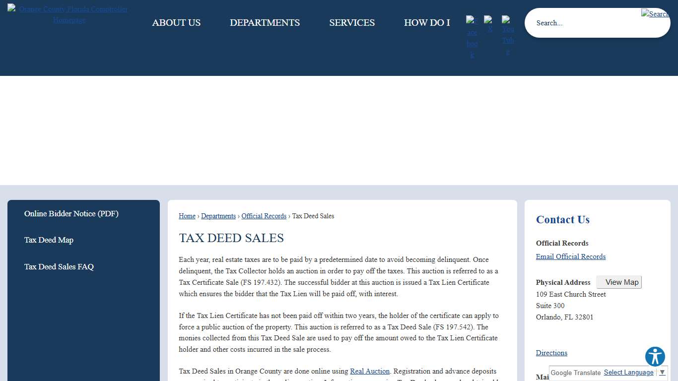 Tax Deed Sales Orange County Comptroller, FL
